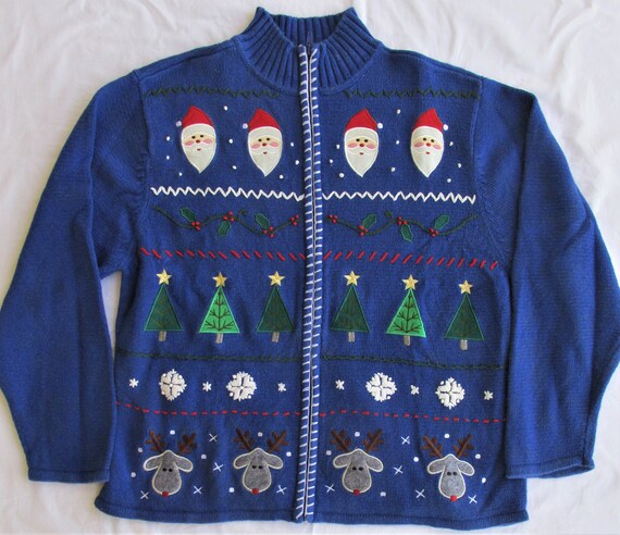 ugly Christmas Zipper Sweater Size 