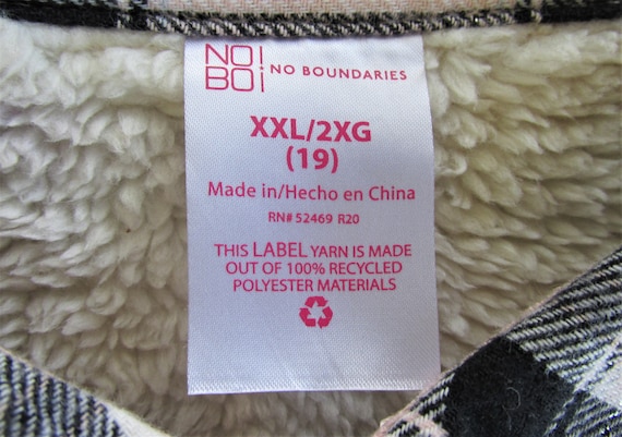 No Boundaries Women s Sherpa Lined Flannel Shirt jacket Size 2XL
