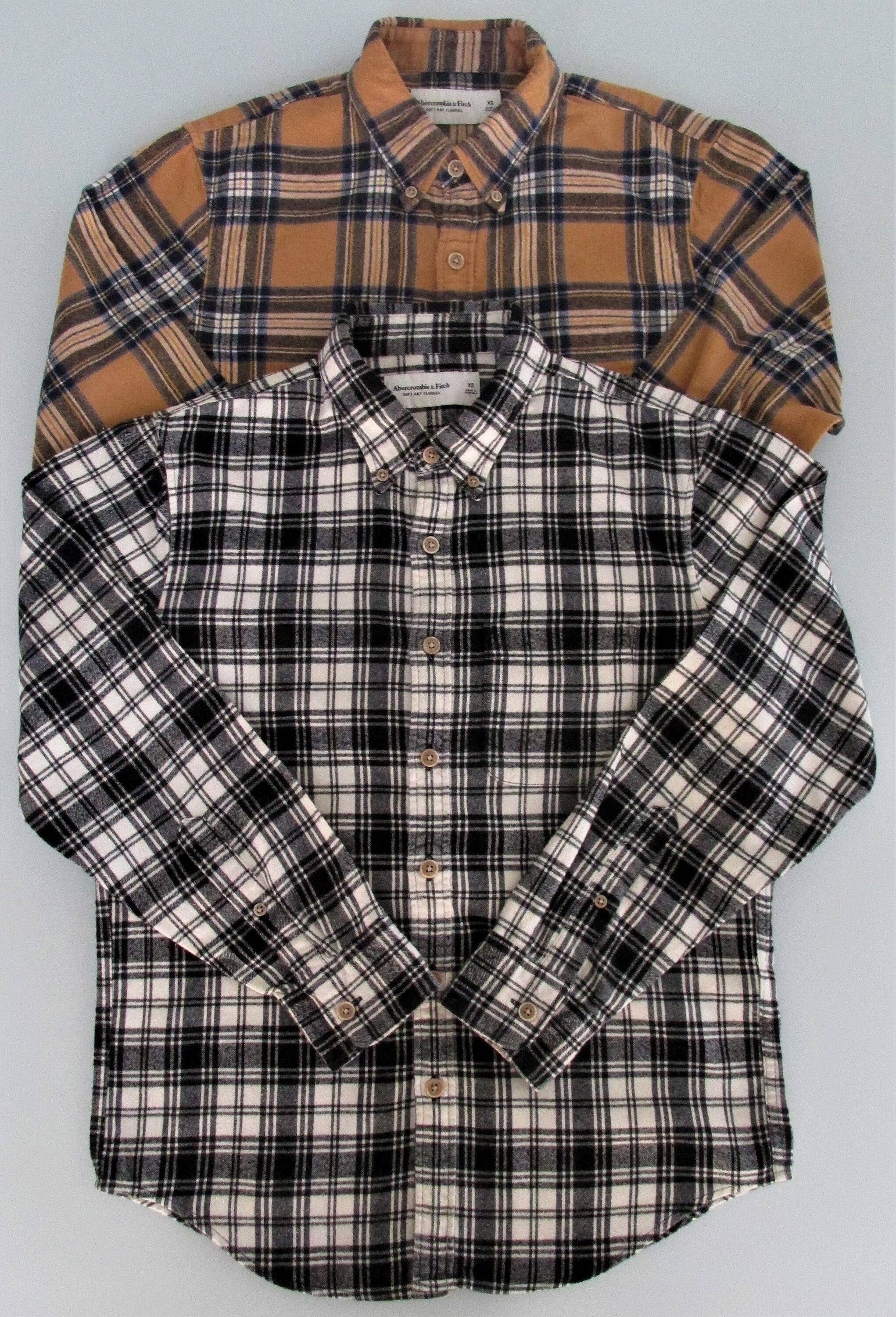 Abercrombie & Fitch Men's Cotton Flannel Shirts (2) Size XS