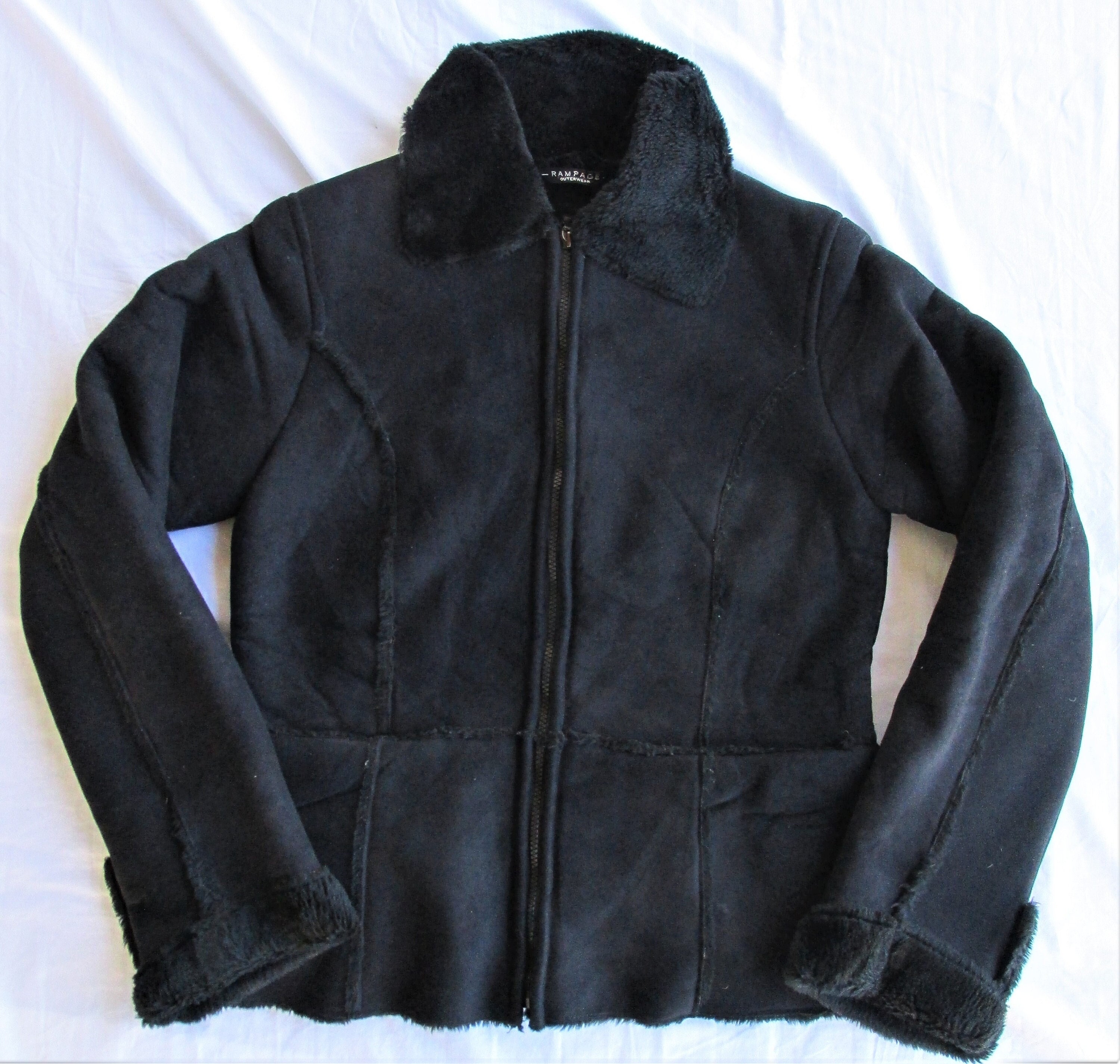 Black suede sherpa jacket new arrivals