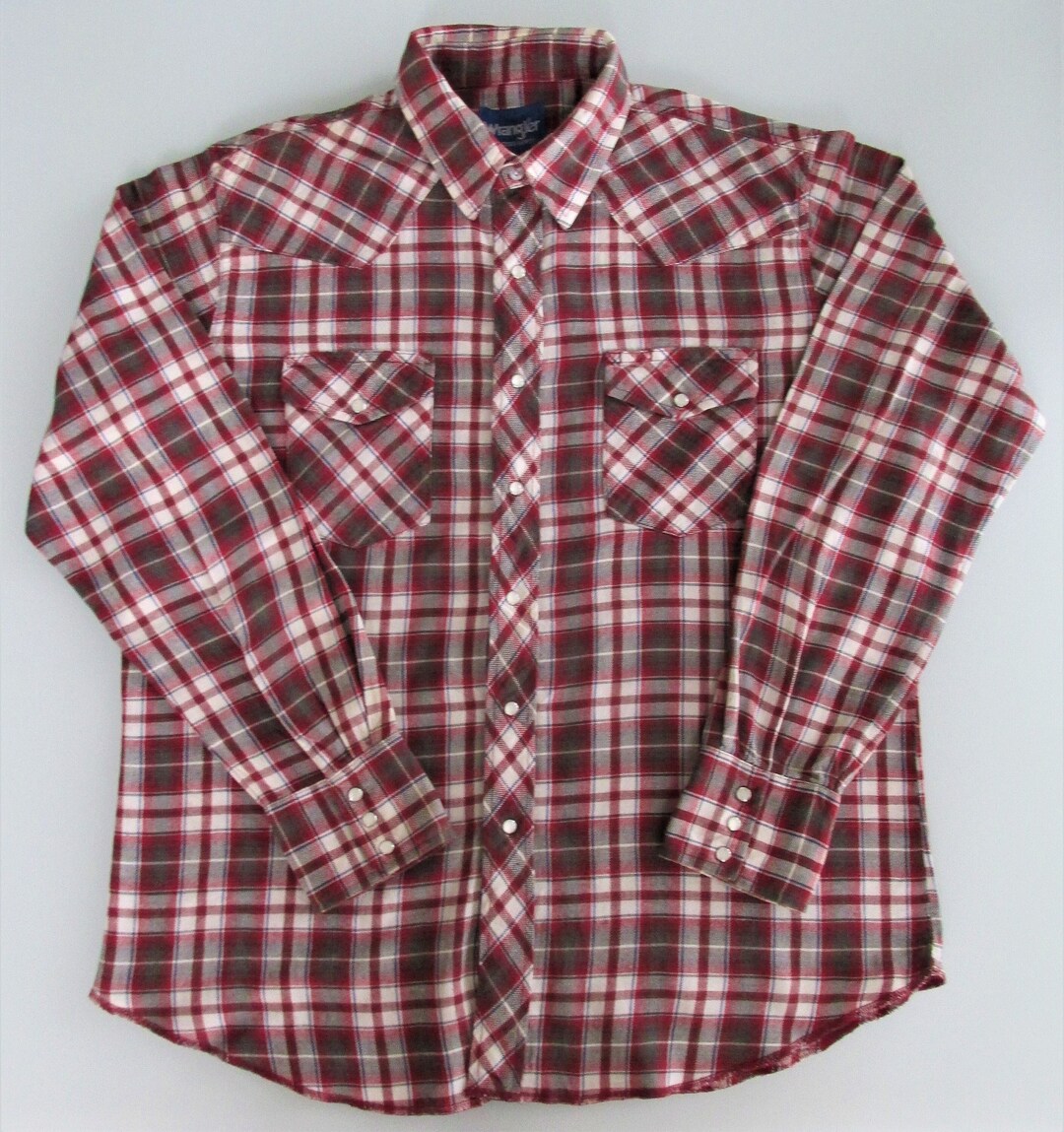 Wrangler Men's Cotton Flannel Western Shirt Size Large Etsy