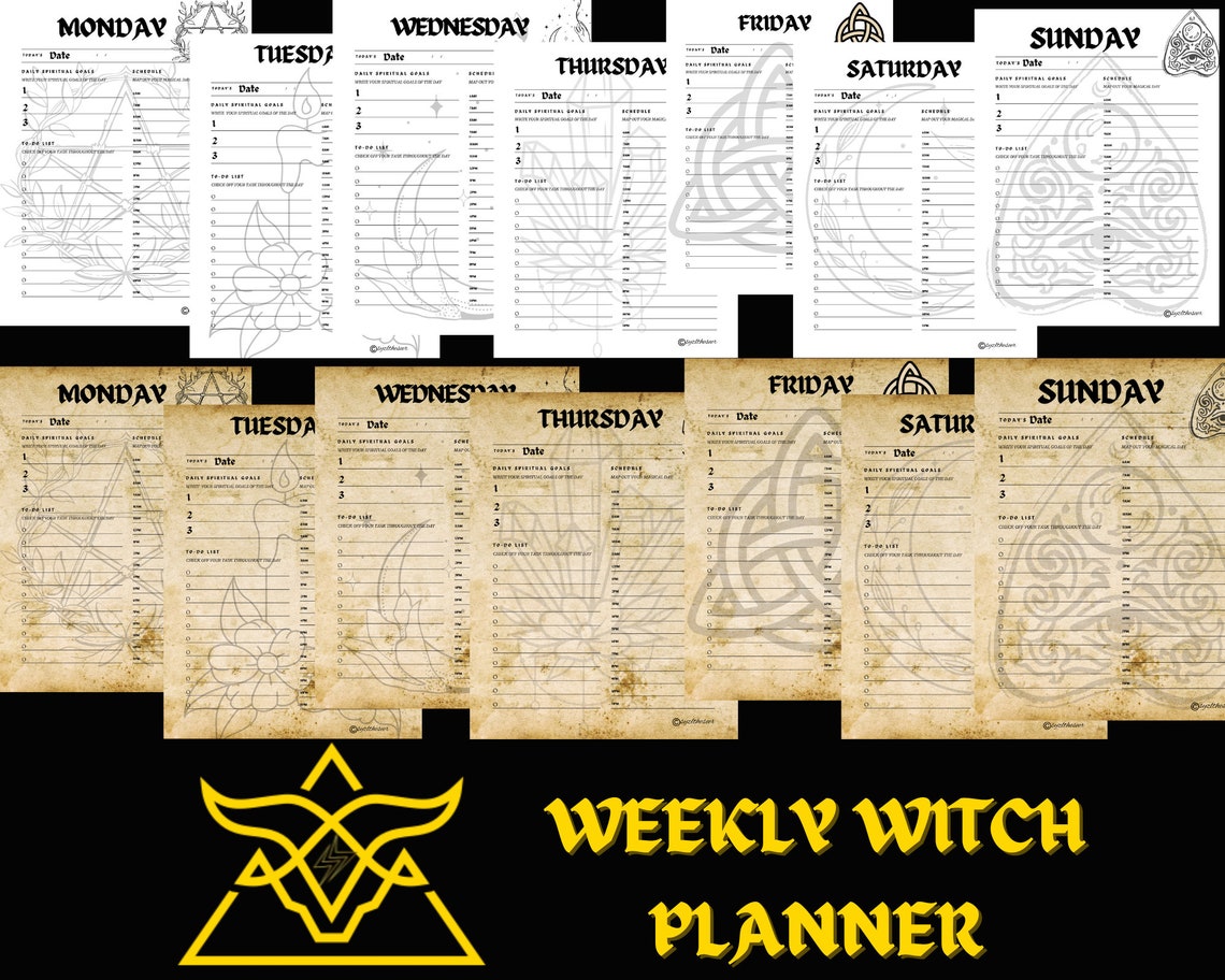 Printable Weekly Witch Planner Witch Worksheet Weekly Etsy