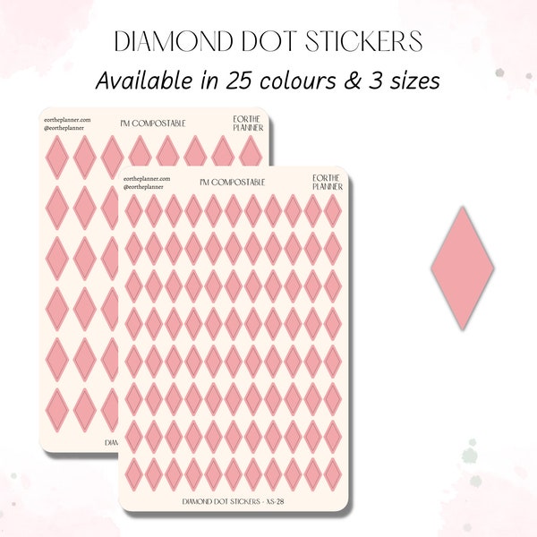 DIAMOND DOT Planner Stickers Sheet | Minimalist & Functional Stickers for Planners and Bullet Journal | Made of Matte, Recyclable Labels
