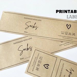 PRINTABLE Socks Wrap Labels, Handmade Wrappers, Crochet Knit Socks Tags ...