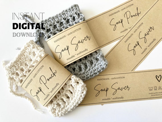 Soap Saver Printable Tags, Knit Face Cloths Wraps, Soap Saver Bag Insert  Template, Market Display, DIY Packaging (Download Now) 