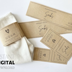 PRINTABLE Socks Wrap Labels, Handmade Wrappers, Crochet Knit Socks Tags ...