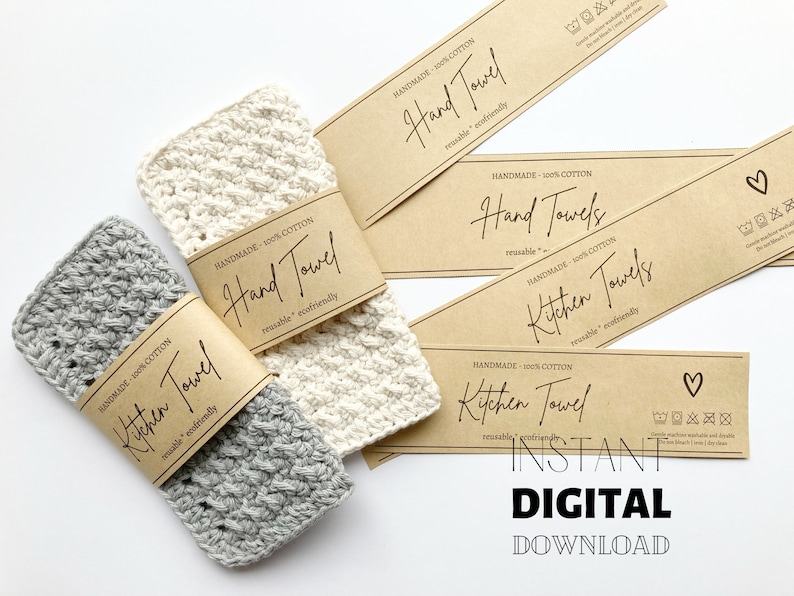 Printable Kitchen & Hand Towel Wrap Labels: Craft Fair Prep (digital ...