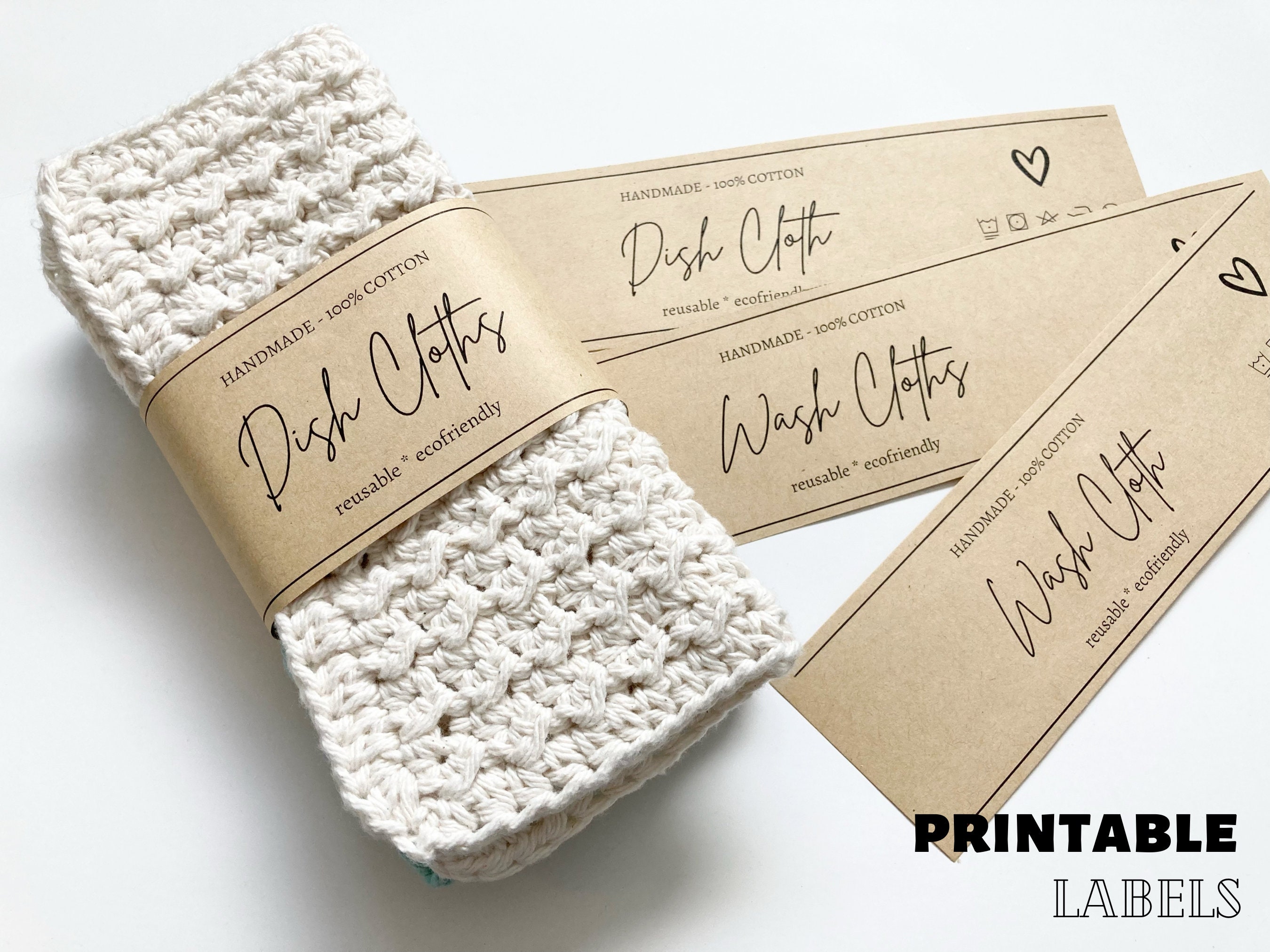 PRINTABLE Dishcloth and Washcloth Wrap Labels DIY Crochet - Etsy