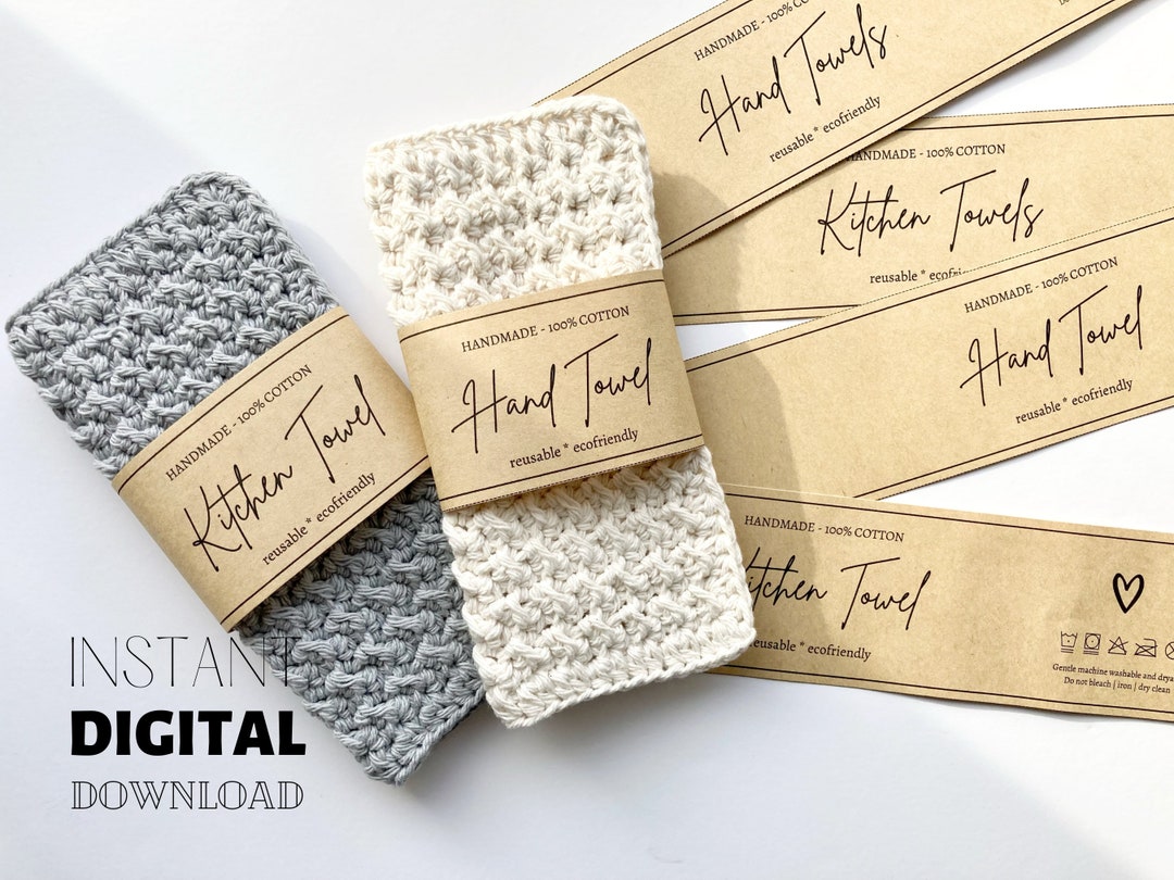 PRINTABLE Kitchen Towel & Hand Towel Wrap Labels DIY Crochet Etsy