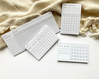 TRACKERS NOTEPADS Weekly Monthly 30 Days | Functional & Minimalist Habit Trackers Memo Pads | Habits Challenges | Made of Recycled Paper