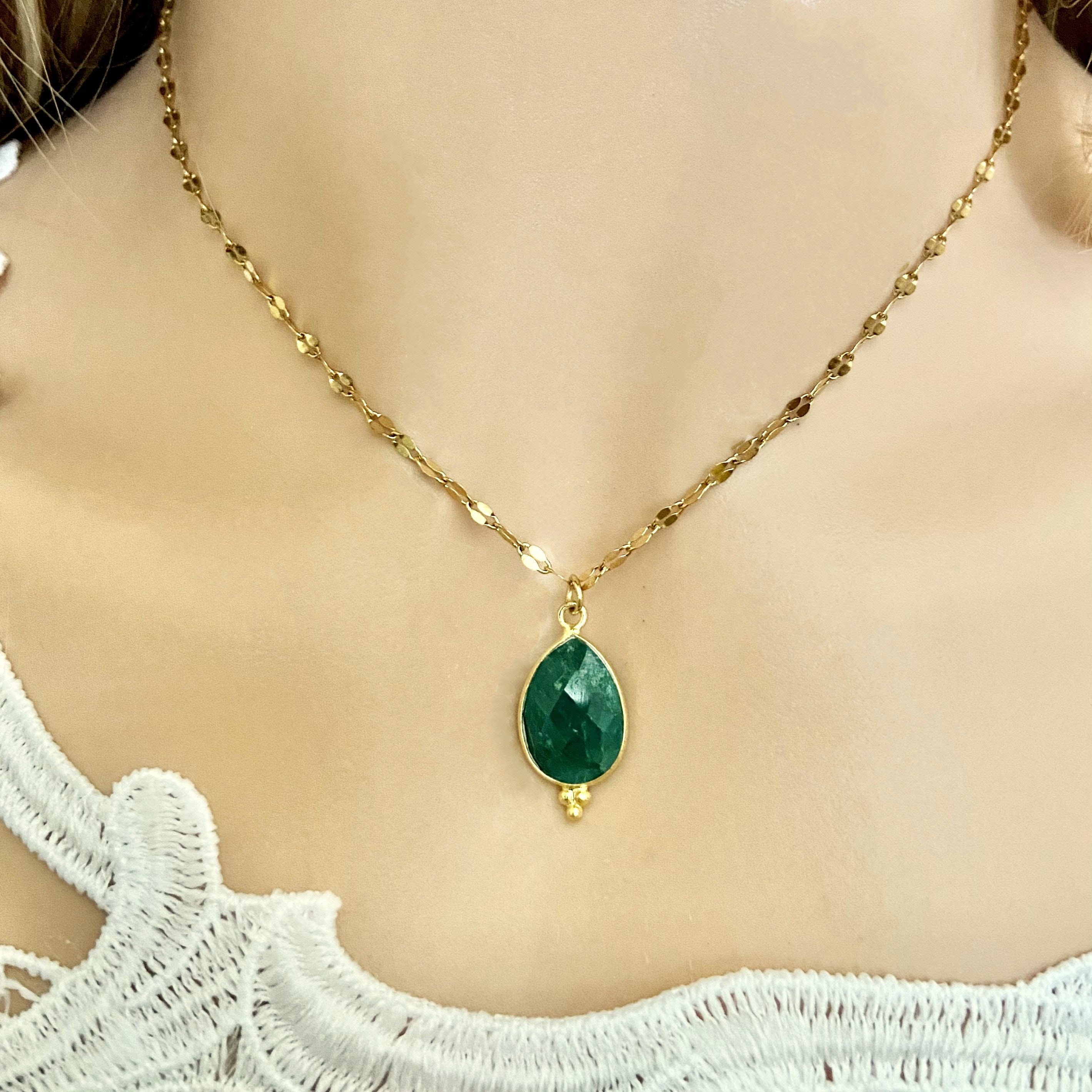 50” Green Stone Necklace or Belt Green Stone Necklace & Bracelet Crystal Jewelry Set main image 3