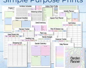 Garden Planner Printable /Pastel Garden Planner / Garden Template  / Garden Planner Digital/ PDF Garden Planner / House Plant Journal