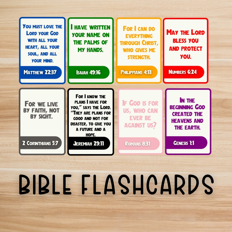 32 Printable Bible Flashcards, Bible Verse Cards, Printable Flash Cards
