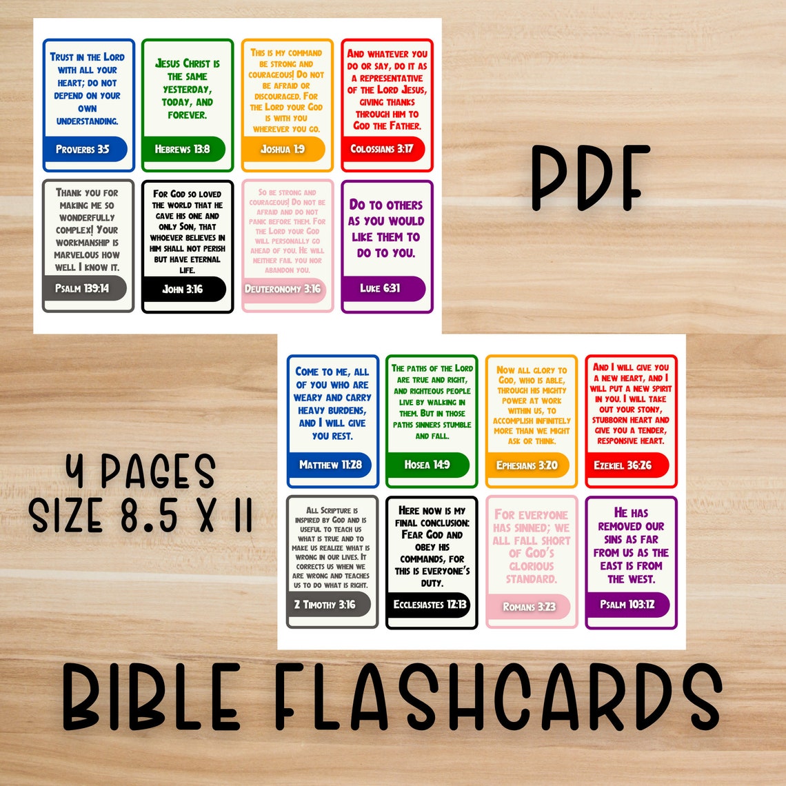 32 Printable Bible Flashcards, Bible Verse Cards, Printable Flash Cards