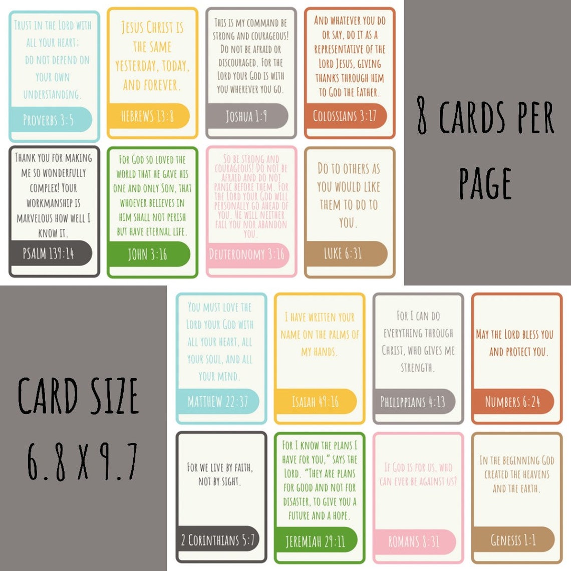 32 Printable Bible Flashcards Bible Verse Cards Printable Etsy