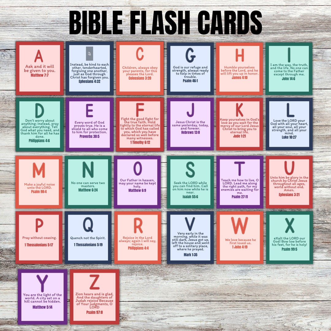 26 Printable Bible Flashcards Bible Verse Cards Printable Etsy