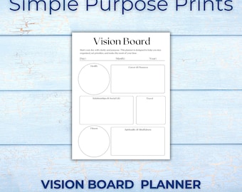Vision Board Printable Goal Setting Template Wellness Career Finance Travel Mindfulness Vision Board  Lifestyle Planner Worksheet