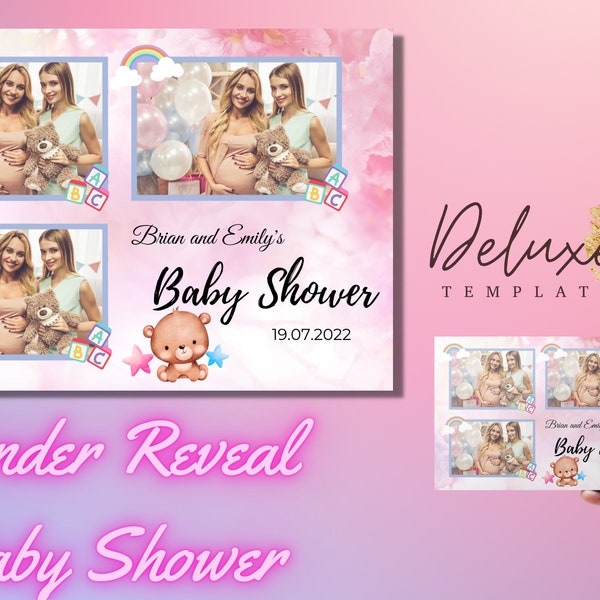 Gender Reveal,Baby Boy,Baby Girl Photobooth Template, Baby Shower Party, Celebration Template, 6X4 Photobooth Template