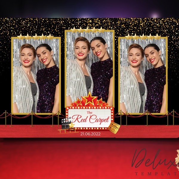 Hollywood, Red Carpet, Prom, Birthday, Celebration Party Photobooth Template, Movie Theme, Hollywood Party Photobooth 6x4 Mirror Templates