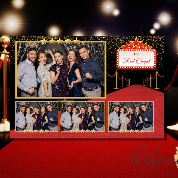 Hollywood, Red Carpet, Prom, Birthday, Celebration Party Photobooth Template, Movie Theme, Hollywood Party Photobooth 6x4 Template Overlay