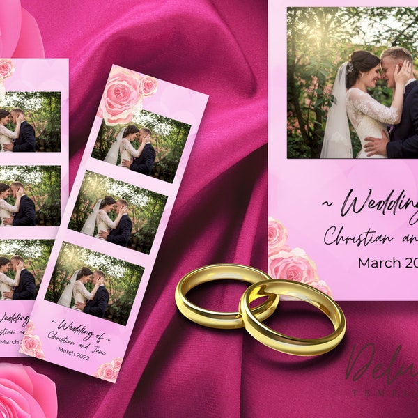 Romantic Photo Booth Template, Wedding Photo Booth Template, Party Photo Booth Template, Photobooth templates, Passport strips