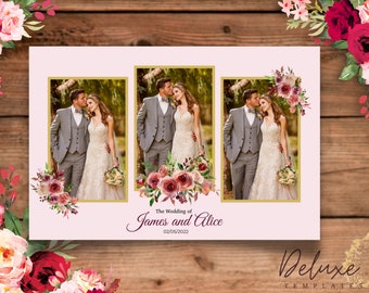 Elegant Floral Roses Romantic Wedding Photobooth Mirror Template, floral photobooth,  Anniversary Template, Wedding flowers