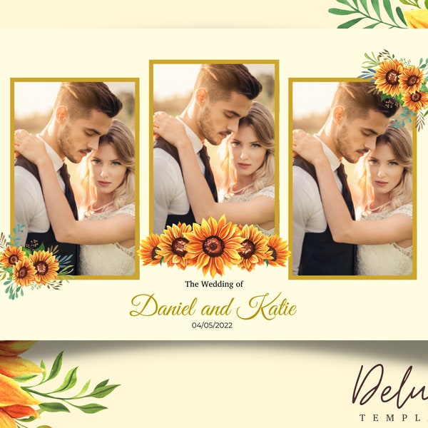 Sunflowers Elegant Romantic Wedding Photobooth Mirror Template, floral photobooth,  Anniversary Template, Wedding flowers, 4x6