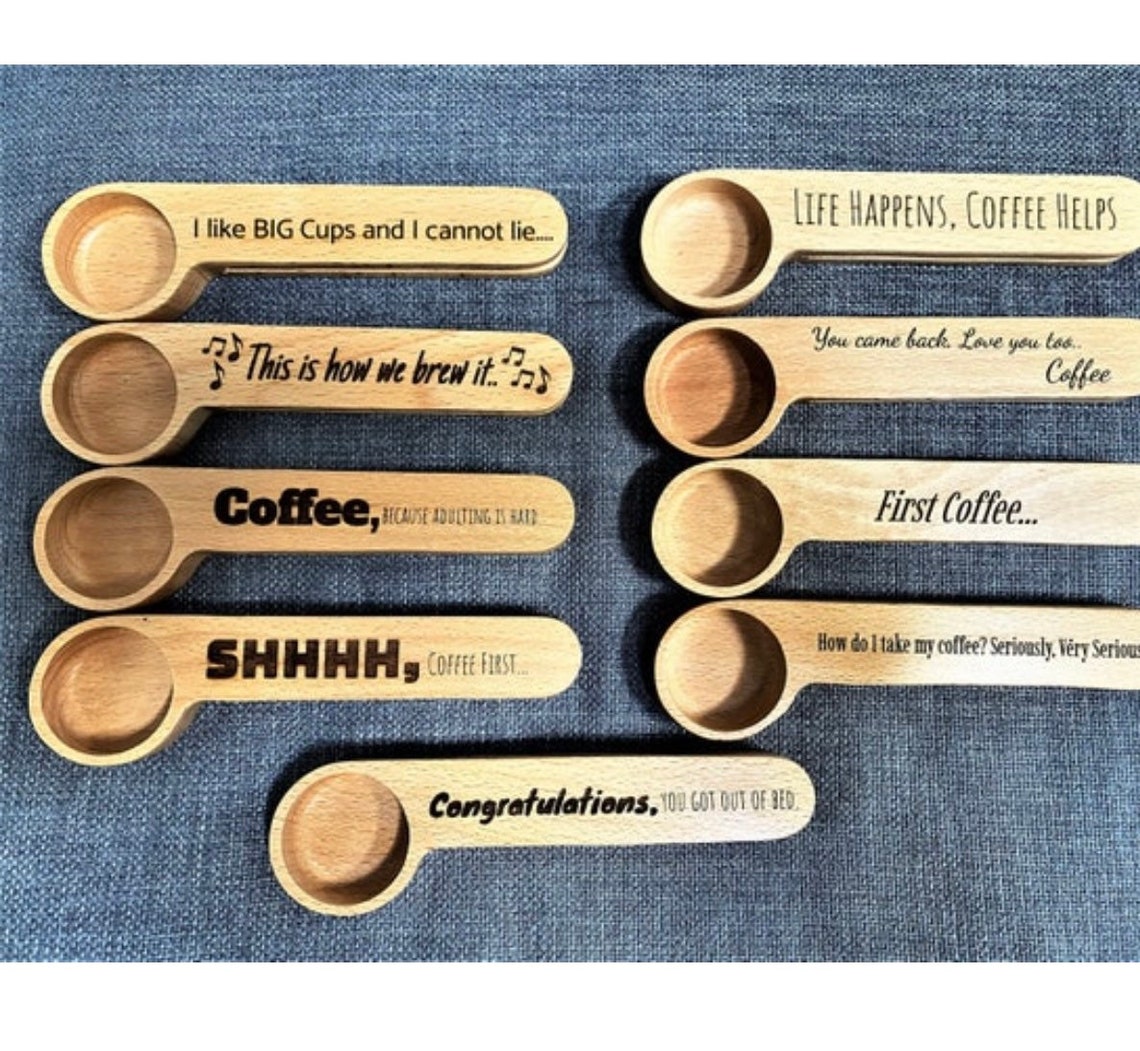 Laserready Wood Coffee Scoop Clip, Blank Wood Coffee Clip Scoop for