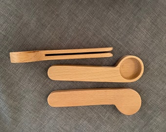 Laser-ready Wood Coffee Scoop Clip, Blank Wood Coffee Clip Scoop for Laser Engraving, Engravable Wooden Scoop/Clip for Coffee, Tea