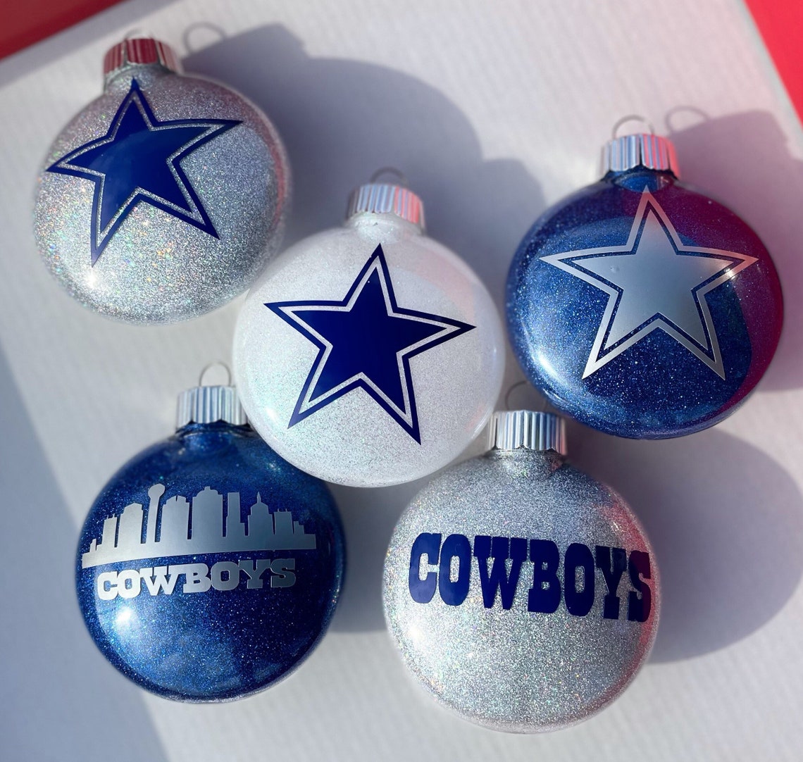 Set of 5 Custom Dallas Cowboys Glitter Ornaments Cowboys Etsy