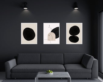 Bold Circles Wall Art Set of 3 | Digital Prints| Instant Download
