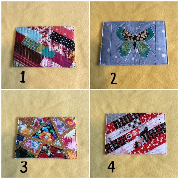 Quilted Fabric Post Cards - Mini Quilts
