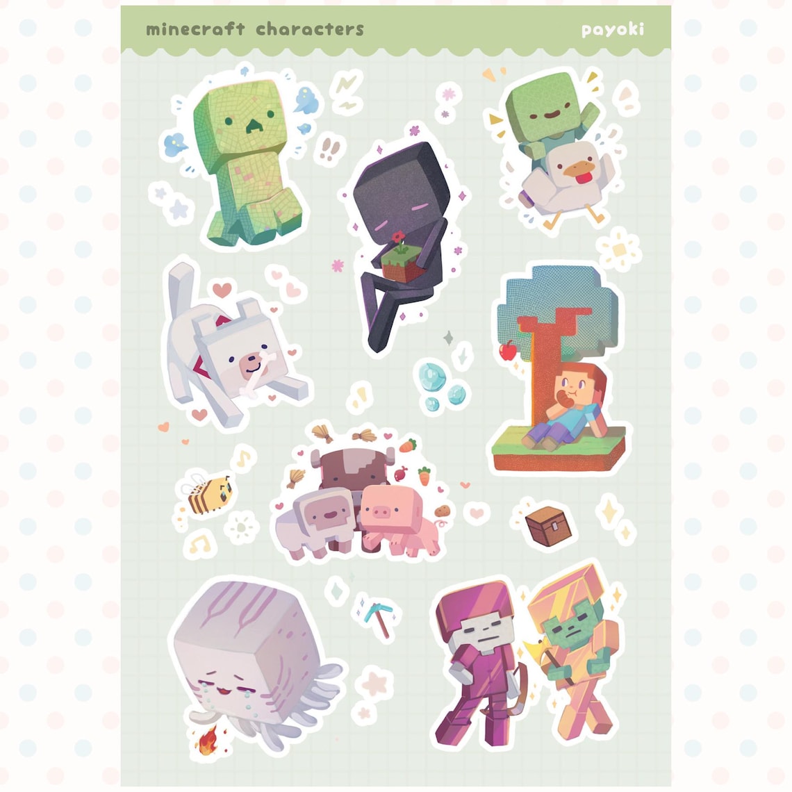 Minecraft Stickers Out Line Minecraft Sticker Sheet - Etsy