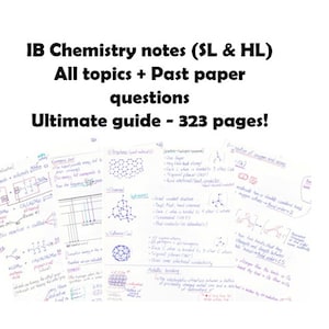 Notes d'étude de chimie de l'IB avec exercices et exemples HL et SL (manuscrites)