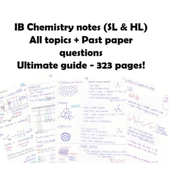 IB Chemie-Studiennotizen mit Übungen und Beispielen HL und SL (handschriftlich)