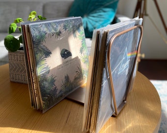 Modern Metal Vinyl Record Rack: Minimalist LP Storage, Music Lover Gift