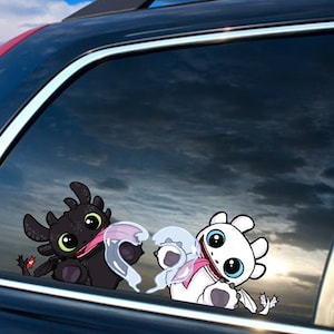 Dragon Couple Peeker Vinyl Stickers