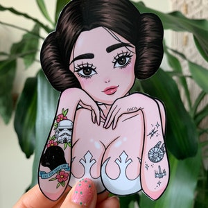 Pegatina de vinilo de princesa tatuada n.° 2