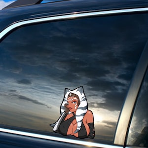 Alien Girl Peeker Vinyl Sticker