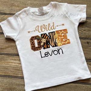 Fist Birthday safari, Wild one birthday shirt, siblings matching shirts, jungle embroider birthday shirt