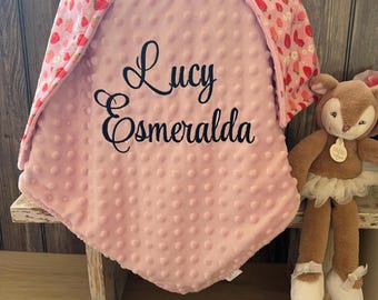 Strawberry baby Blanket, Baby shower gift, personalized baby blanket, Embroider baby blanket