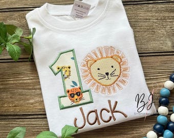 Safari embroidery Birthday shirt, Wild one Birthday shirt, two wild birthday shirt
