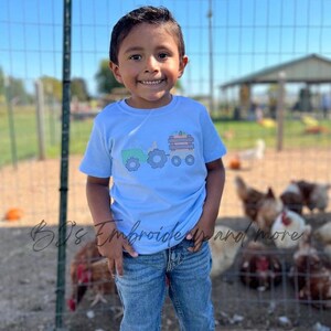 Pumpkin tractor boy’s shirt, embroider tractor shirt, personalized shirt