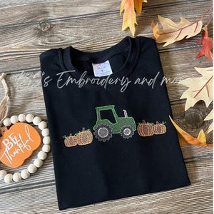 Pumpkin tractor boy’s shirt, embroider tractor shirt, personalized shirt, Fall boy&#39;s shirt