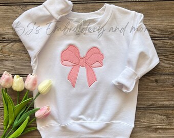Coquette toddler sweater, Bow embroidery sweater, Toddler Embroider sweater