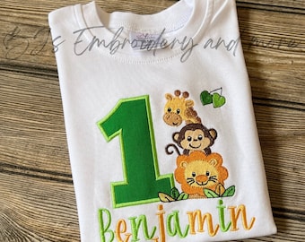 Safari theme Birthday, third birthday boy’s shirt, embroider safari shirt, personalized birthday shirt