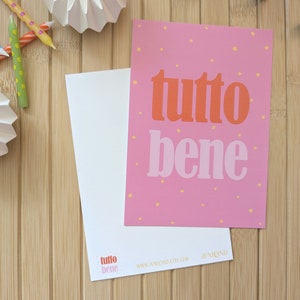 Postkarte tutto bene | A6 Postkarte Schrift | Postkarte Spruch | Postkarte Italienisch | Postkarte Geburtstag