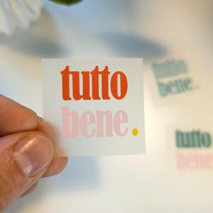 Tutto Bene iron-on patch | Small iron-on patch for adults | Iron-on lettering | Italian motif for shirts & hoodies