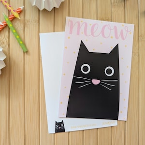 Postkarte meow | A6  Postkarte Katze | Geschenk Katze