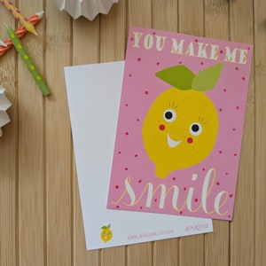 Postkarte you make me smile | A6 Postkarte Zitrone | Postkarte Liebe | Postkarte Freundschaft | Postkarte Freund | Postkarte Freundin